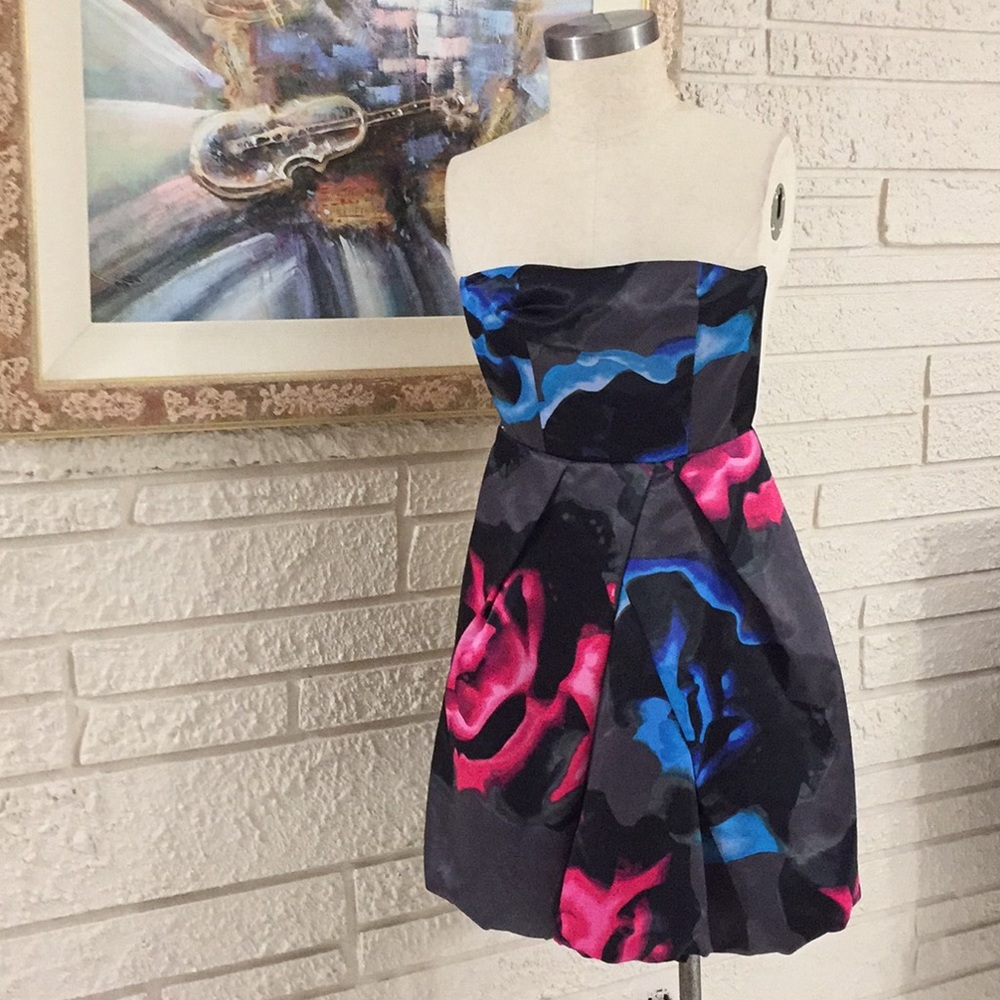 Express Design Studio Floral Strapless Dress